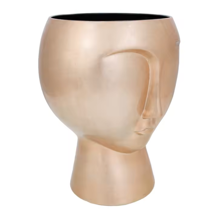 WANDERLUST DECO Figura Cara Cerámica Dorado 28,5x28,5x38h Cm - Decoración Elegante - 1