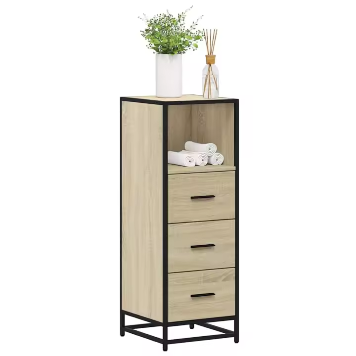 vidaXL Armario de baño madera contrachapada 35x37,5x100 cm en color Gris sonoma/Roble Sonoma/Marrón roble y más | almacenamiento funcional diseño moderno para baño dormitorio sala - 1
