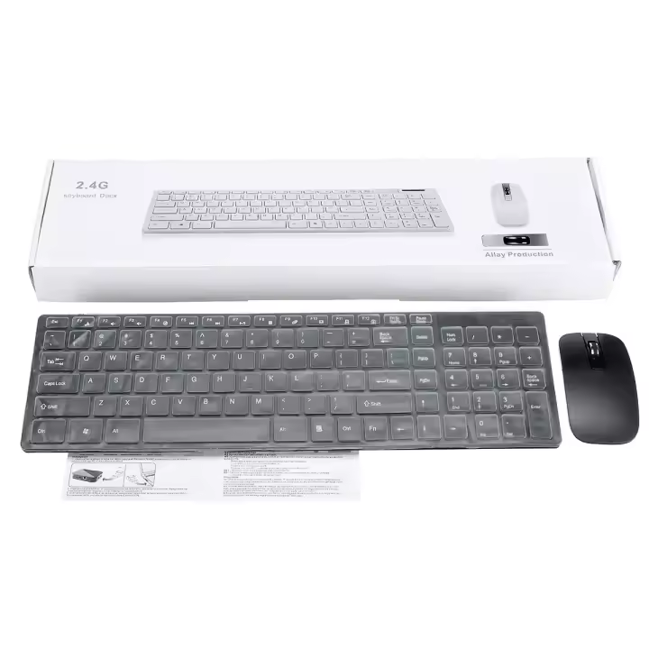 Teclado y ratón inalámbricos 2,4G, Kit de ratón silencioso, teclado ultradelgado con película protectora para ordenador portátil y PC - 1