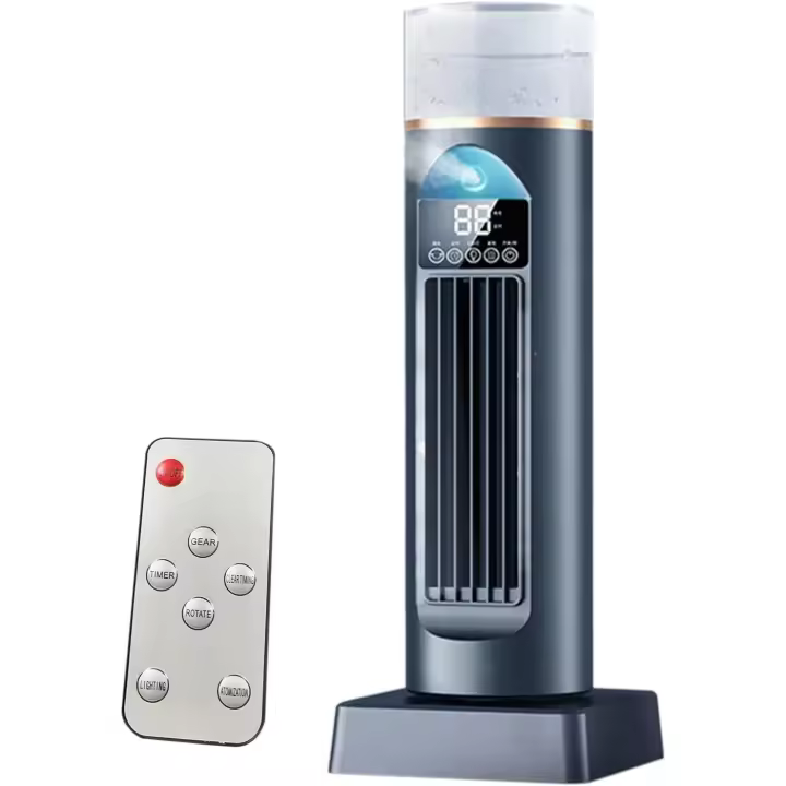 Ventilador De Aire Acondicionado - Ventilador AC Personal Portátil,Enfriador de Ambiente Sin Aspas, Humidificador Evaporativo Silencioso con Temporizador y Mando - 1