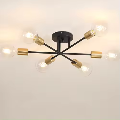 Lámpara De Techo Moderna LED En Negro/Oro Industrial Nordic Minimalista Para Decoración De Hogar Sala De Estar Comedor Instalación Sencilla Sin Dispositivo Inteligente - 1