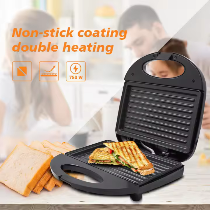 Tostadora multifunción doméstica de estándar europeo, ligera, para desayuno, sandwichera, con calefacción de doble cara, para hacer filetes y asar. - 1