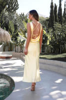 Vestido Largo Elegante Y Delgado De Verano Sin Mangas De Cuello Redondo Retro Para Vacaciones Estilo Casual Y Moda Color Sólido - details 31