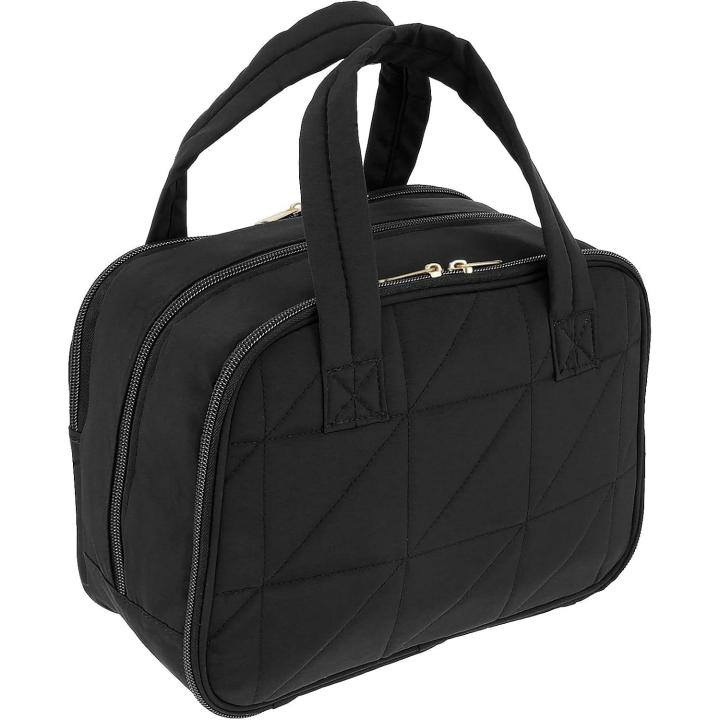 Neceser con separación para artículos húmedos y secos, bolsa de viaje para cosméticos impermeable con cremallera bidireccional y asa, organizador de maquillaje con compartimentos de gran capacidad para viajes