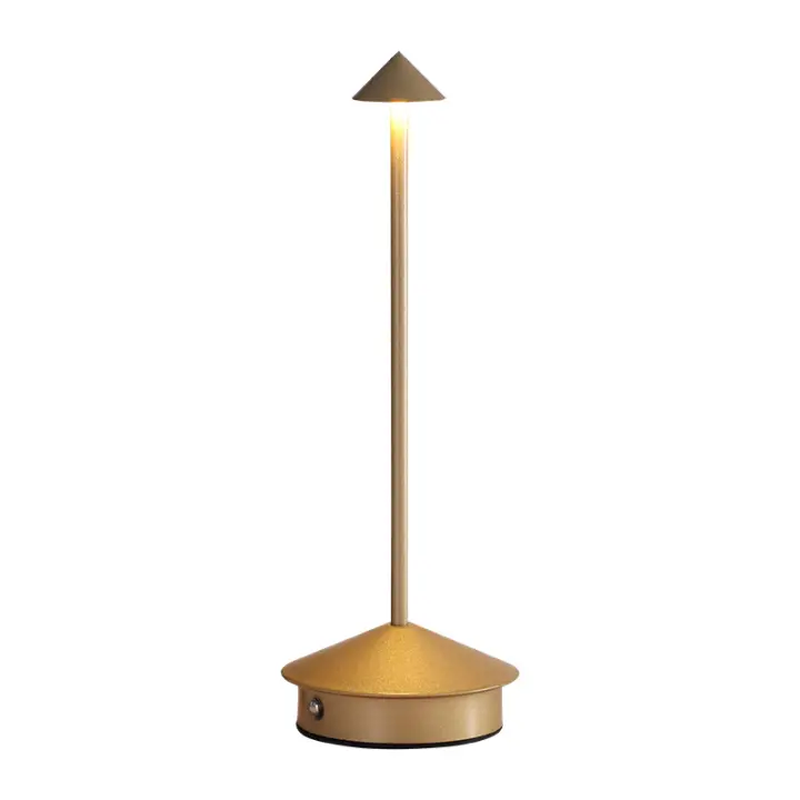 Lámparas de Mesa, lámpara LED recargable, lámpara de esritorio portátil con catería, Luz Nocturna regulable de 2 niveles de Brillo, Dorada - 1