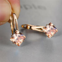 Aretes De Borde De Lujo Para Mujer Con Zirconia Cristal En Color Champán Y Rosa Oro Aretes De Boda Moda Geométrica - details 8