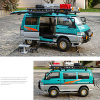 Modelo De Coche Mitsubishi Delica 1:24 RV De Camping Con Luz Y Música Vehículo Off-Road a Escala Puertas Abiertas Regalo De Navidad Para Niños Mayores De 14 Años Metal - details 17