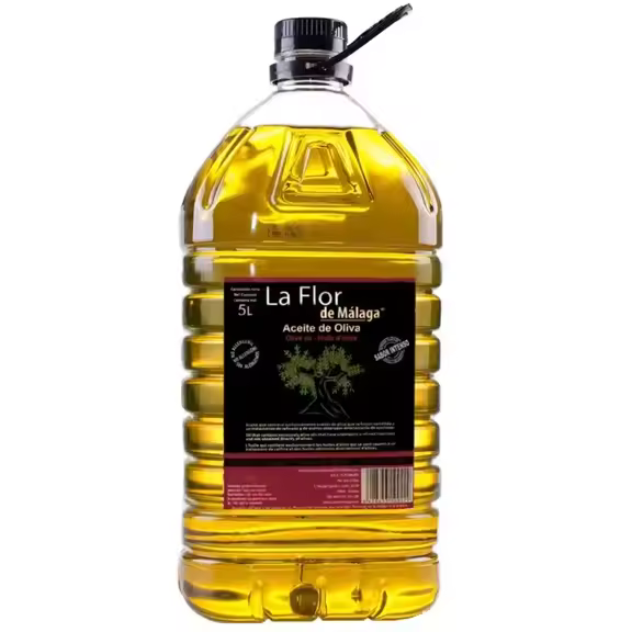 Aceite De Oliva Intenso La Flor De Málaga - Garrafa PET 5 Litros con Asa Negra, Ideal para Cocinar, Aliñar Ensaladas, Freír y Disfrutar en Crudo. Calidad y Versatilidad en Cada Gota - 1
