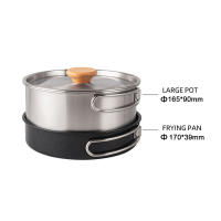 Juego De Cocina Para Camping Y Senderismo Con Olla Sartén Y Kettle Portátil De Acero Inoxidable Para Picnics Al Aire Libre - details 12