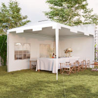 Outsunny Carpa de Jardín 4x3 m Cenador Desmontable Exterior Gazebo con 2 Paneles Laterales 2 Ventanas y Marco de Acero Anti-UV Impermeable para Terraza Patio Blanco - details 3