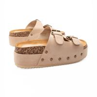 PuntoSalao Sandalias planas bio con plataforma y tachuelas mujer color beige F1511 Sandalia planas bio con plataforma - details 2
