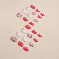 24pcs Uñas Postizas De Resina Estilo Francés Ovaladas Cortas Color Sólido Fácil De Usar Con Pegamento Y Linterna Para Manicura Rápida - details 3