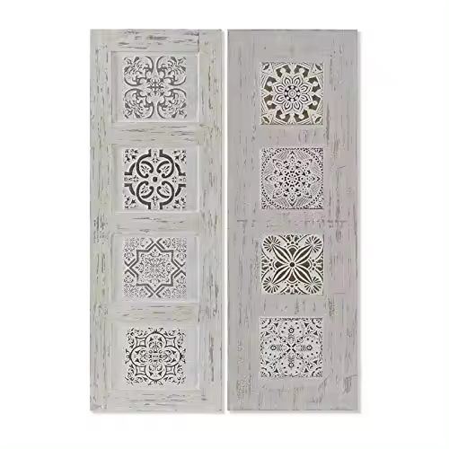 Set 2 Cuadro Lienzo Pino azulejo Relieve Surtido 30x90 cm-DAMDAM GO - 1