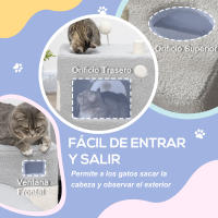 PawHut Túnel para Gatos con Cueva Tubo de Juguete para Mascotas con Orificio Superior Puerta Delantera Poste de Sisal y Bola Colgante 48x95x58 cm Gris - details 5