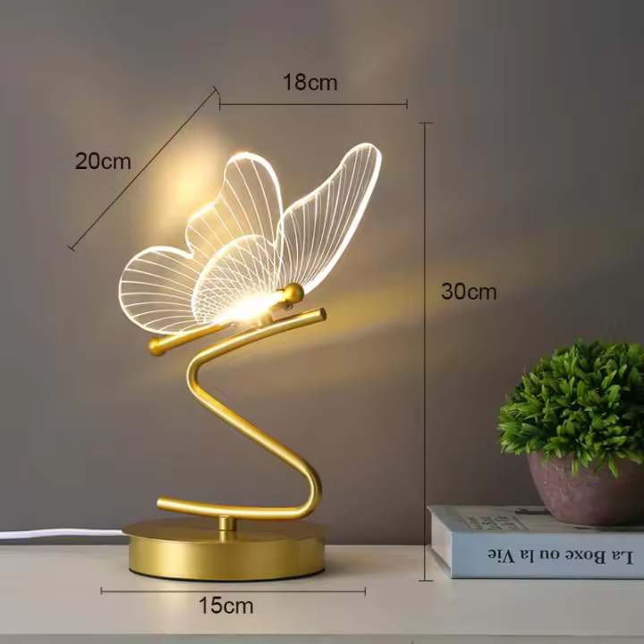 Lámpara De Mesa LED Para Iluminación Interior Botón De Encendido Decoración Para Hogar Dormitorio Sala De Estar Restaurante Estilo Nórdico Con Mariposa - 1
