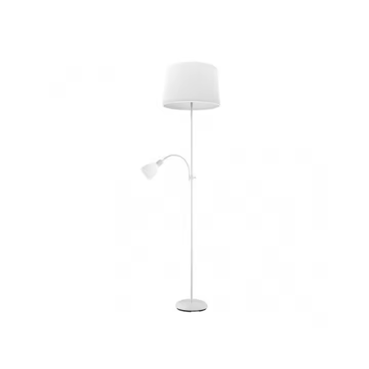 Fabrilamp - Pie De Salon Rilon 1xe27+1xe14 C/lector Blanco  Pantalla Blanca 175,5x40x40 Cm - 1
