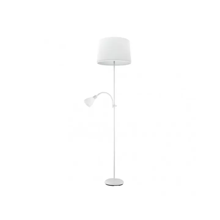 Fabrilamp - Pie De Salon Rilon 1xe27+1xe14 C/lector Blanco  Pantalla Blanca 175,5x40x40 Cm - 1