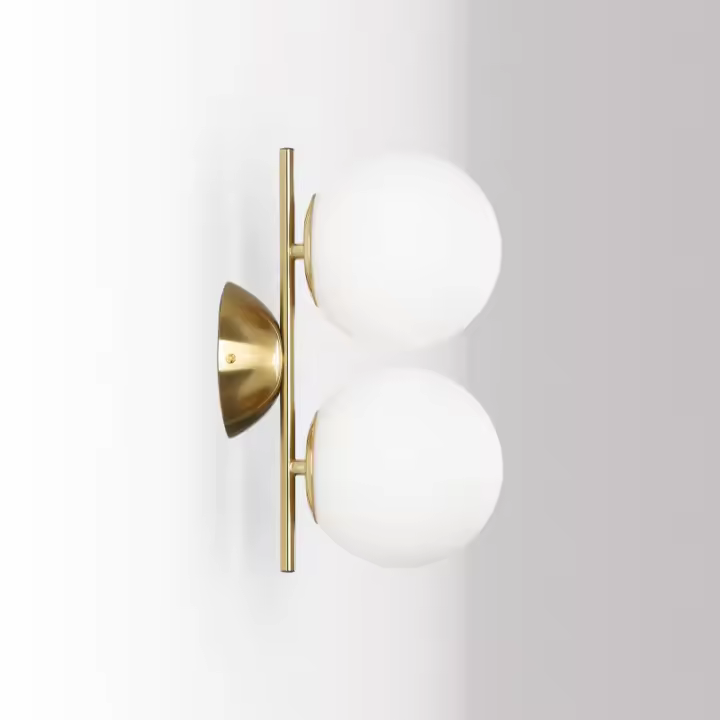 ALPINALUZ Lámpara de Pared Doble Bola de Cristal en metal dorado "ANA" ø 150mm - 1