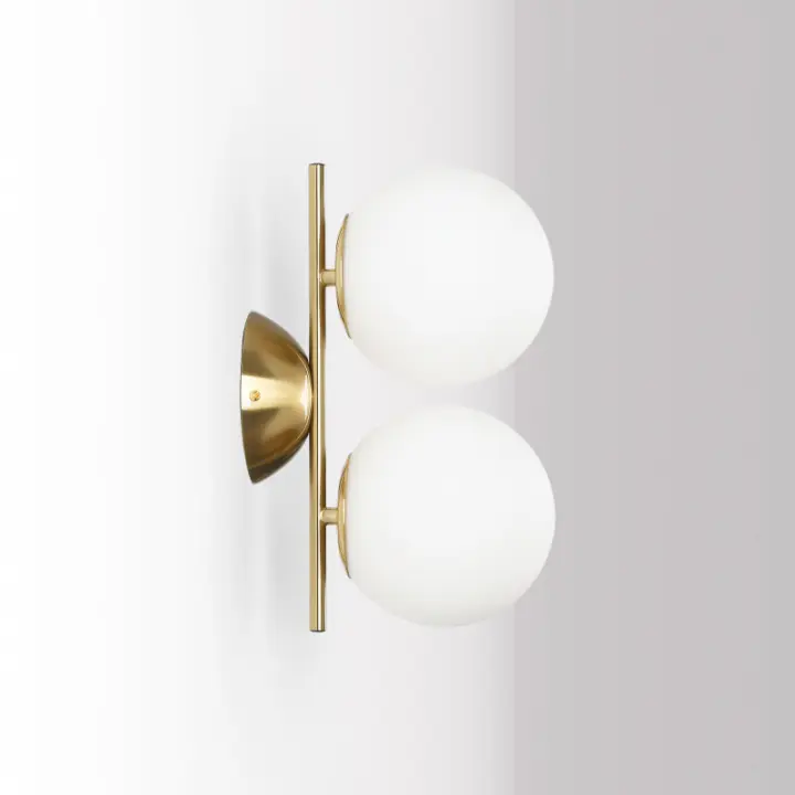ALPINALUZ Lámpara de Pared Doble Bola de Cristal en metal dorado "ANA" ø 150mm - 1