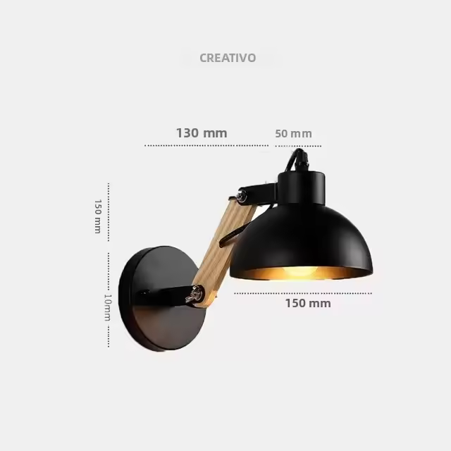 Lámpara De Pared Robótica Estilo Nórdico Con Brazo Ajustable Material Hierro Y Madera Soporte De Madera Para Luz De Escritorio LED E27 Decoración De Hotel - 1