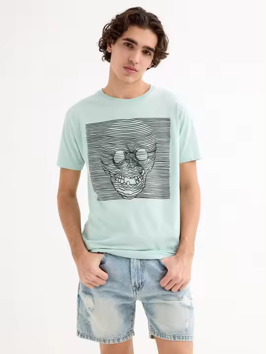 Bermudas regular de tiro medio y tejido denim con rotos, bolsillos y cierre de cremallera con botón INSIDE - 1