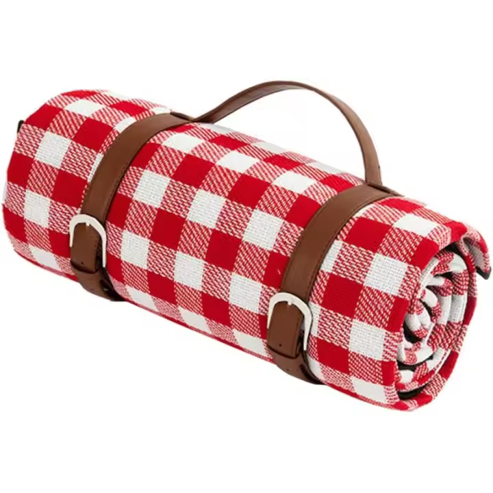 Manta de picnic / Tapete de juego Tablero de ajedrez - 200 x 150 cm - Ideal para viajar, acampar, Cuadros rojos y blancos, Manta de picnic - 1