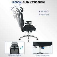 Silla de Oficina ergonómica con reposabrazos ajustables en 4D para personas Altas, Silla Alta de rejilla, soporte lumbar, reposacabezas para oficina en casa, función de inclinación de 120 - details 7