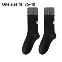 Calcetines De Algodón Rosados Retro Coreanos Para Mujeres Con Etiqueta En Inglés Y Rayas Cómodos Y Suaves Calcetines Deportivos De Media Caña Para Primavera Y Otoño - details 1