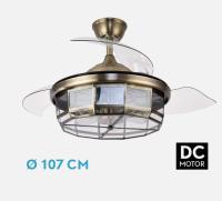 FABRILAMP PREMIUM Ventilador Motor Dc Tornado CUERO 5x BOMBILLA E27 107d 3aspas Desplegables 6velocidades C/remoto Y Temporizador 1/2/4H Incluye mando a distancia y dos tijas de 10 y 25 centímetro Productos originales calidad de confianza Descripcion - details 1