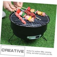 Barbacoa Portátil Redonda De Carbón Para Exterior Con Manija Estufa Circular De Hielo Pequeña Para Picnics Camping Y Cocina En Casa - details 3