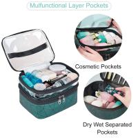 Bolsa de maquillaje de Doble Capa con Bolsillo Independiente, Organizador de viaje para broches de maquillaje, Lápiz labial, portáthil, impermeable, estuches - details 4
