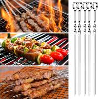 Brochetas de kebab, 20 piezas, brochetas de Maple inoxidable para barbacoa, 38 cm, brochetas reutilizables para shish kabob, herramientas de Parrilla Aptas lavajillas para Barbacoas al Aire Libre, Familia - details 4