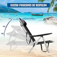 T-LoVendo Sillas de Playa Plegables, Pack de Dos, Acero, Negro, 80x61x42 cm TLV-AM-BC02-BLACK 2X. - details 1
