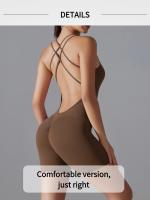 Conjunto de Yoga de una pieza para mujer, mono ajustado deportivo con espalda descubierta, pelele para realzar el trasero, mono corto para gimnasio y Fitness - details 2