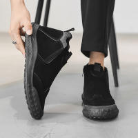 Botas Cortas Antideslizantes Y Resistentes Al Desgaste Para Hombre Estilo Británico Altas Para Otoño Zapatos De Trabajo Para Sitio De Construcción Casual - details 15