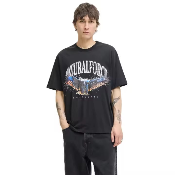 Camiseta hombre Jack & Jones 12283964 negro (tap shoe) con estampado de águila - 1
