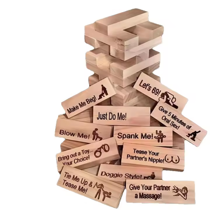 Hania Rain-Lust Tower Games Super Naughty Block Tower Game for Couples Adults Valentine Tumbling Wooden Tower Stacking Blocks Game for Date Night Ideas for Lover Drunking Games - 1