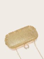 Bolso de mano de lujo con borlas para mujer, bolso de mano para boda. Color Oro. Bolso de lujo para banquete con diamantes de imitación para mujer, bolsa de noche con decoración de borlas, brillante. Distribuye Distrilocu - details 4