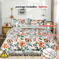 Juego De Cubiertas De Edredón 3pcs Tamaño Verde Hoja De Palma Plantas Fern Farmacia Botánica Seda Suave Fundas Para Cojines *2 Estilo Pastoral - details 5