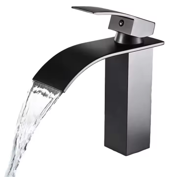 Grifo de Lavabo en Cascada Negro Elegante - 1
