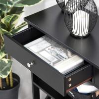 Entryway Console Table Reception with 2 Drawers and 2 Lower Shelves, Modern Furniture Raised Base, Anti-Roll 100 x 30.5 x 80 cm, Black - details 6