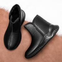 Botas De Invierno Para Hombre YRZL Negras Con Peluche Cálido Antideslizantes Ligeras Y Confortables Zapatos De Piel Artificial Cubierta Del Tobillo - details 7