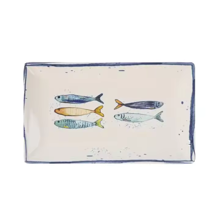 UD - Fuente rectangular La Mediterránea diseño Peixe Elite – Set 2/4/6 piezas (25x15cm, 30x15cm, 30x20cm) – Vajilla cerámica con acabado brillante para cocina y comedor - 1