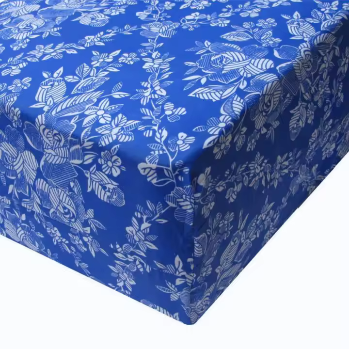 KROWN - Funda Ajustable para Colchón Azul, Cierre con Cremallera, Estampado Floral, Disponible en Diferentes Medidas, Transpirable, Adaptable. 90x190/200 cm,105x190/200 cm,135x190/200 cm,150x190/200 cm - 1