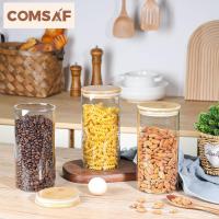 Tarros de almacenamiento de Vidrio de 1200ML, Juego de 3,tarros de comida de Cocina sellados de Vidrio - details 3