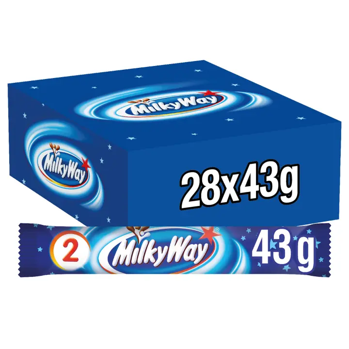 Milky Way Chocolatina de delicioso Turrón blanco recubierto de Chocolate con Leche (28 x 43g) - 1