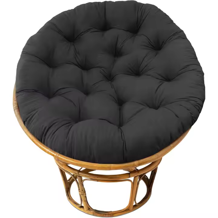 SOMY Cojín para Silla - Piso Acolchado de algodón Suave y Grueso Asiento estándar Silla Redonda de 60 cm Columpio Patio Den Dormitorio Universitario - Cojín para Silla Negro - 1