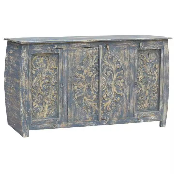 Aparador de madera gris 165x40x83 cm - 1
