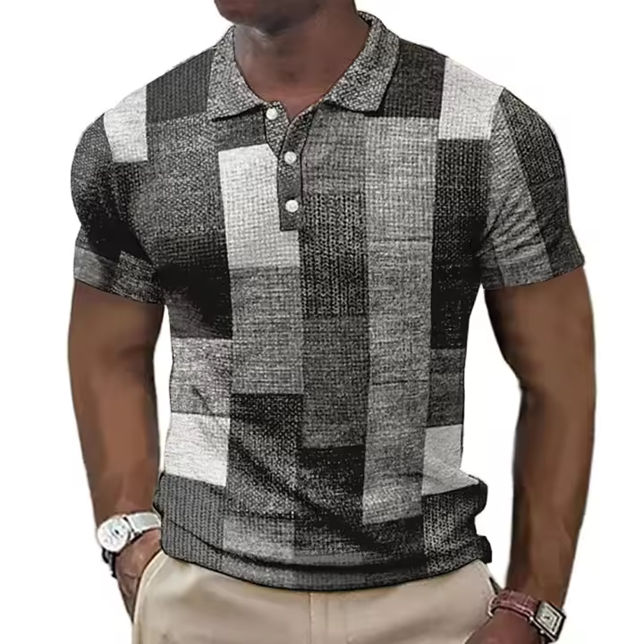 Camisa Polo Casual Para Hombres Estampado Moda Manga Corta Nueva Y Popular Polyester Antipelusa Adecuada Para Todas Las Estaciones - 1
