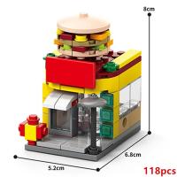Kit De Bloques De Construcción DIY Para Niñas Y Niños Edad 6-12 Años Estilo Moderno Venta Individual Modelo De Casa Y Tienda De Café Bloques De Comida Para Juego De Calle - details 3